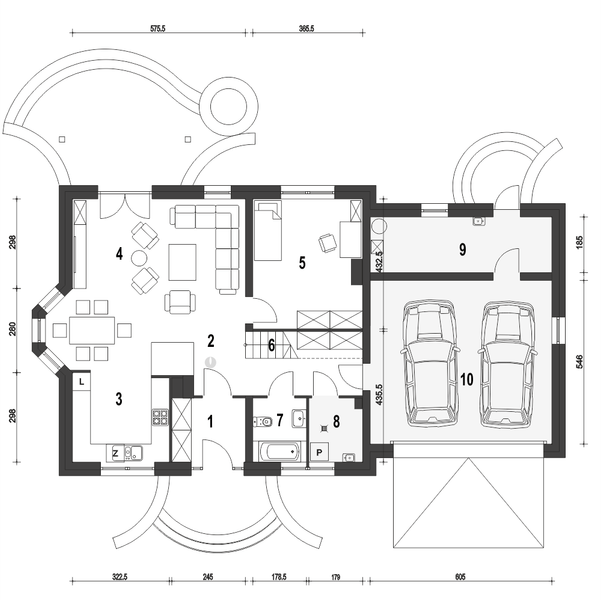 Projekt domu Dla Ciebie 2 w2 z garażem 2-st. [A1] - rzut parteru, dom liczy 4 pokoje, 2 łazienki i wc