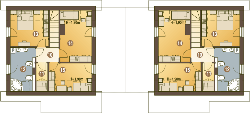 Poddasze projektu Turkawka z garażem i wiatą bliźniak [A1-BL]