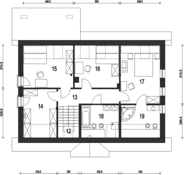 Poddasze projektu Julia z garażem 1-st. [A1]