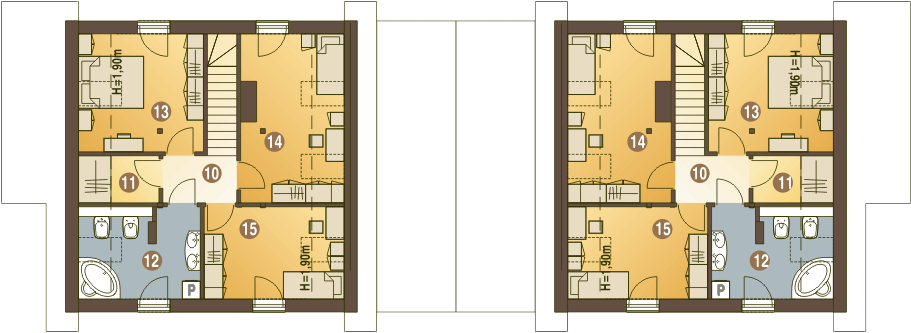 Poddasze projektu Turkawka II z garażem i wiatą bliźniak [A1-BL]