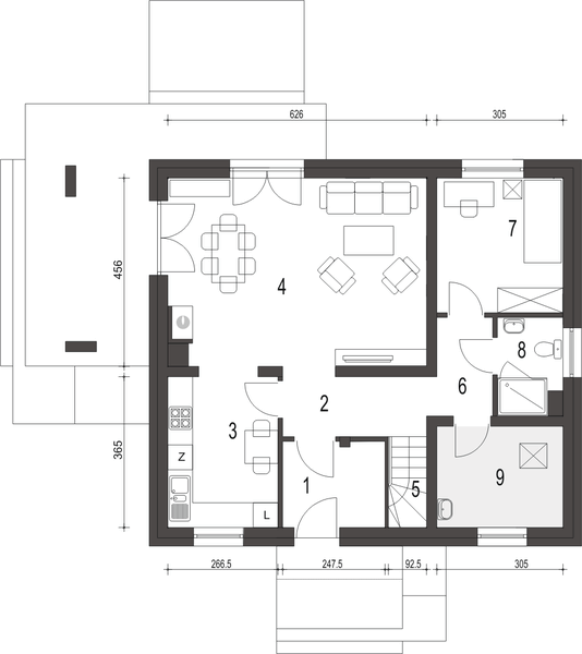 Parter projektu Monika III bez garażu [B1]