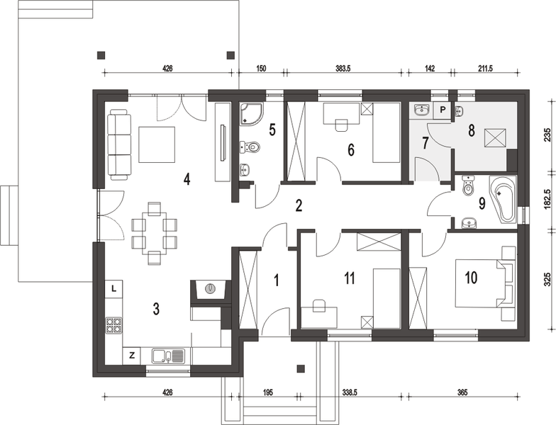 Parter projektu Dawid II bez garażu [B]