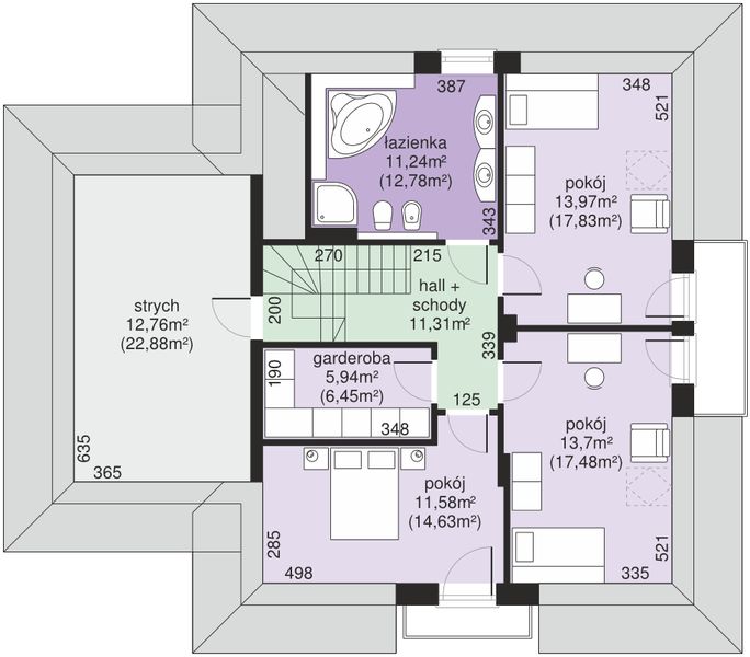 Poddasze projektu Dom przy Sielskiej 7 N