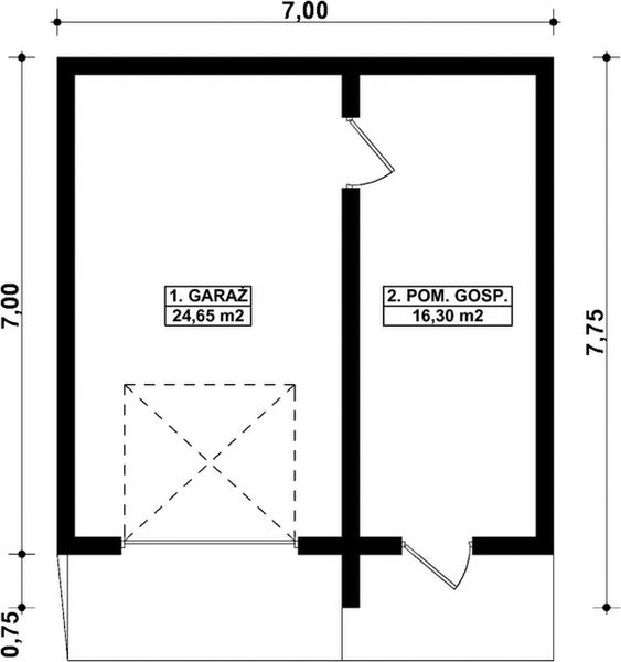 Parter projektu G355 - Budynek garażowo - gospodarczy