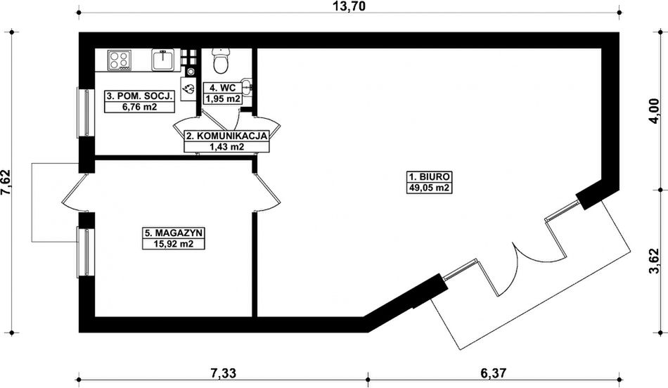 Parter projektu G359 - Budynek magazynowo - biurowy