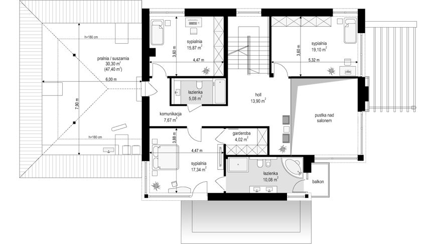 Piętro 1 projektu Dom z widokiem 2 C