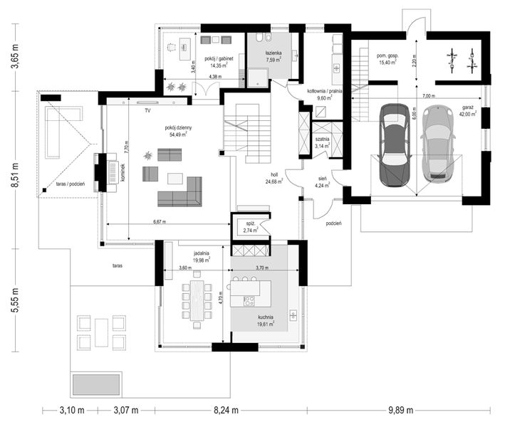 Parter projektu Dom z widokiem B