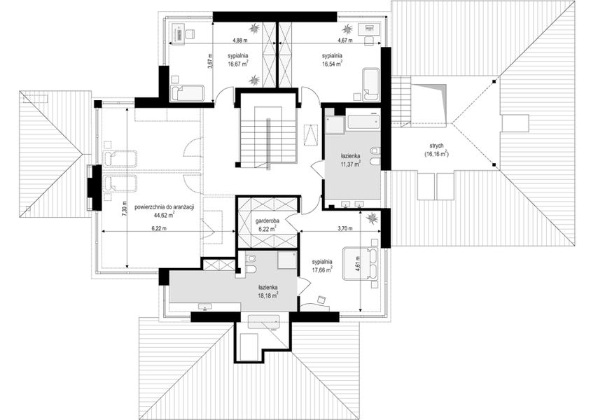 Piętro 1 projektu Dom z widokiem B