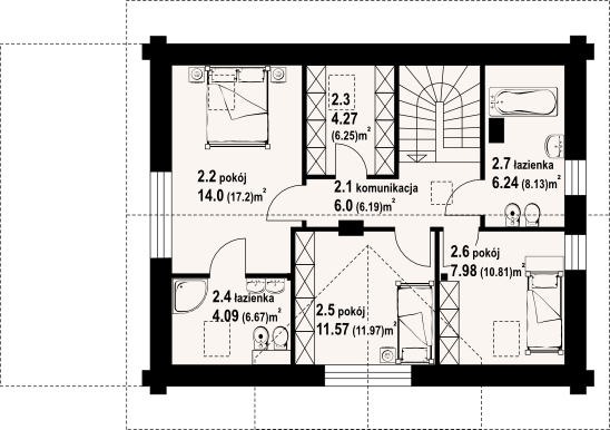 Poddasze projektu Bolesławice małe 36 dw tx