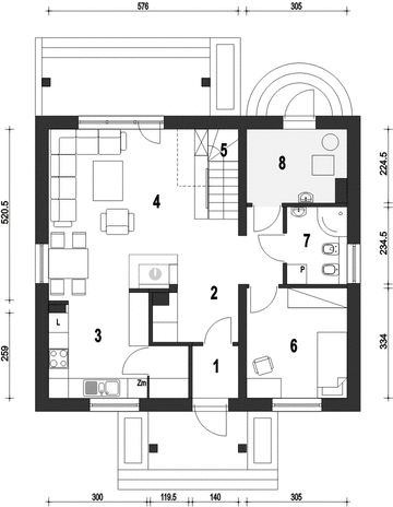 Parter projektu Gajówka bez garażu [B]