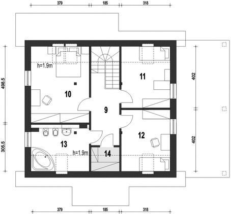 Poddasze projektu Gajówka z wiatą [A1]