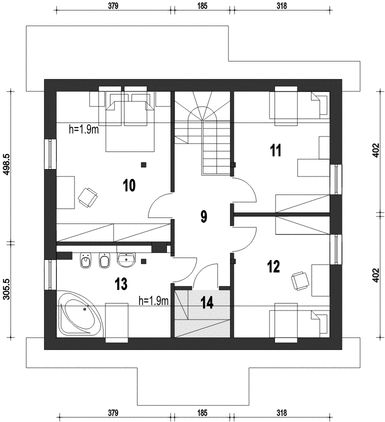 Poddasze projektu Gajówka bez garażu [B]