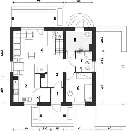Parter projektu Gajówka z wiatą [A1]