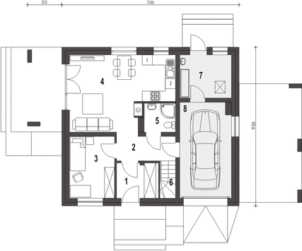 Parter projektu Monika z garażem i wiatą [A1]