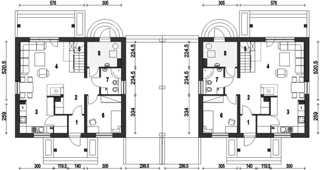 Parter projektu Gajówka z wiatą bliźniak [A1-BL1]