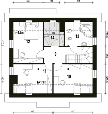 Poddasze projektu Lerka bez wiaty [B]