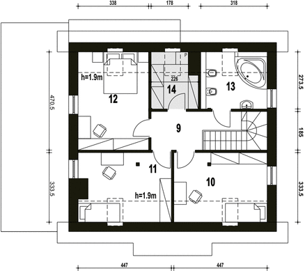 Poddasze projektu Lerka z wiatą [A]