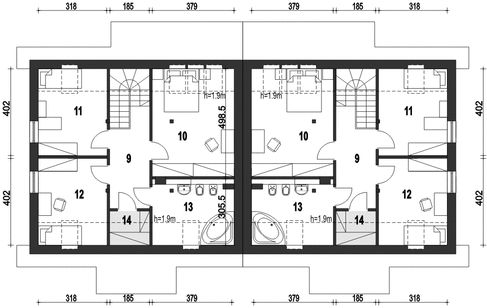 Poddasze projektu Gajówka bez garażu bliźniak [B-BL2]