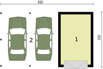 Parter projektu G249 szkielet drewniany garaż i wiata dwustanowiskowa