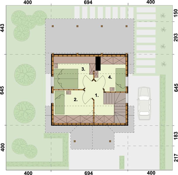 Poddasze projektu Orlean 4 szkielet drewniany dom letniskowy z poddaszem użytkowym