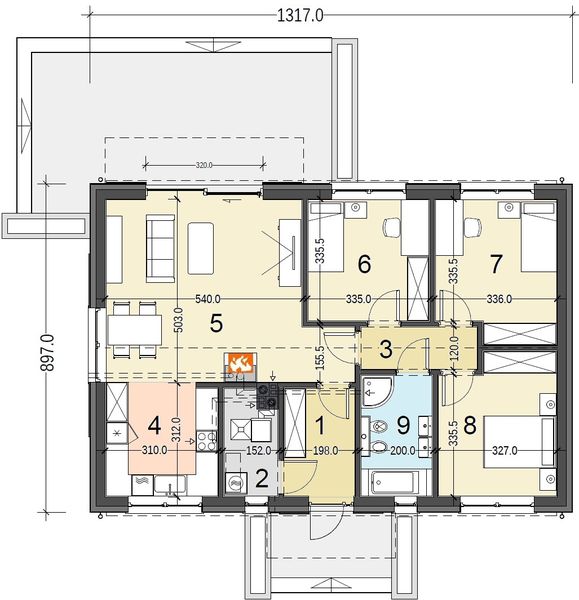 Parter projektu Terrier 6 bez garażu