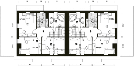 Poddasze projektu Lerka z wiatą bliźniak [A-BL2]