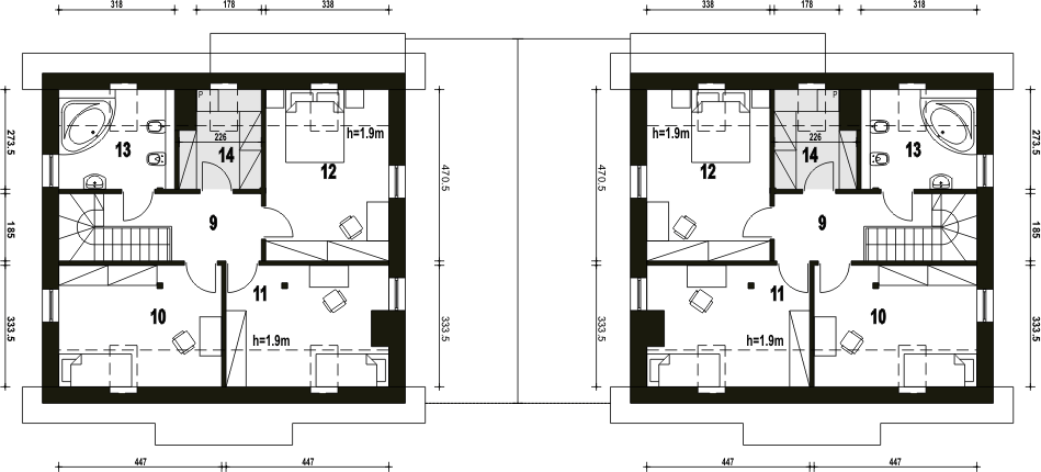 Poddasze projektu Lerka z wiatą bliźniak [A-BL1]