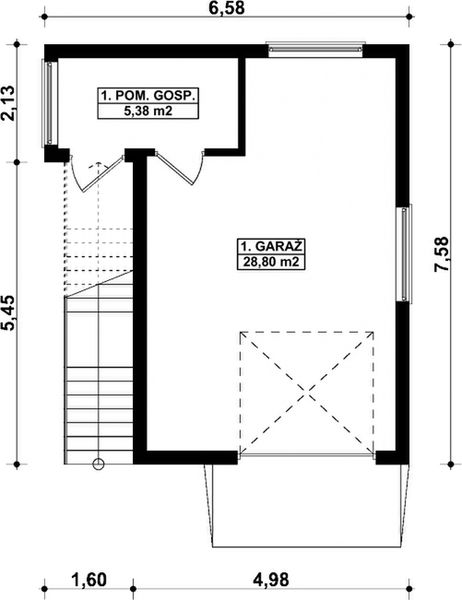 Parter projektu G352 - Budynek garażowo - gospodarczy