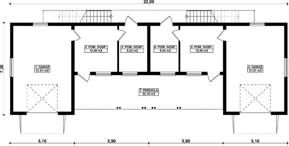 Parter projektu G354 - Budynek garażowo - gospodarczy