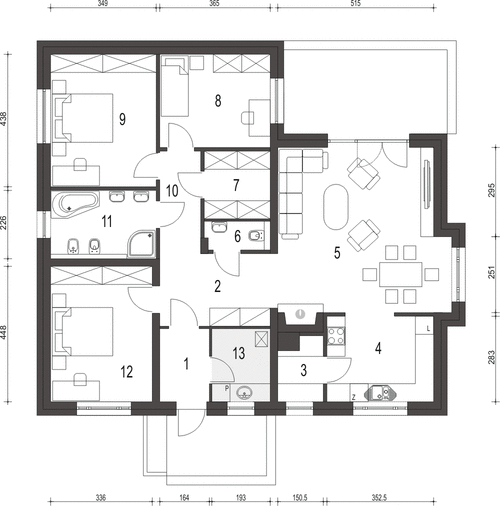 Parter projektu Radek IV bez garażu [B]