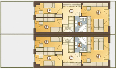 Piętro 1 projektu Long II z garażem 1-st. bliźniak [A-BL2]