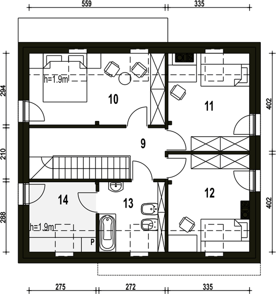Poddasze projektu Sosnówka bez garażu [B]