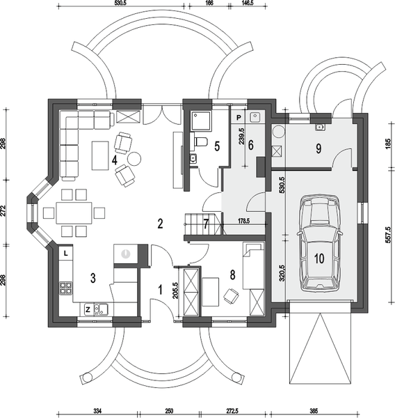 Parter projektu Dom Dla Ciebie 3 z garażem 1-st. [A]