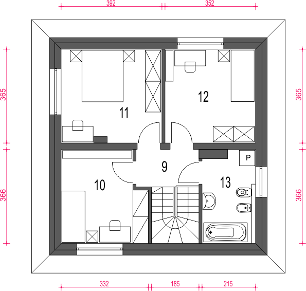 Piętro 1 projektu Egon bez garażu [B]