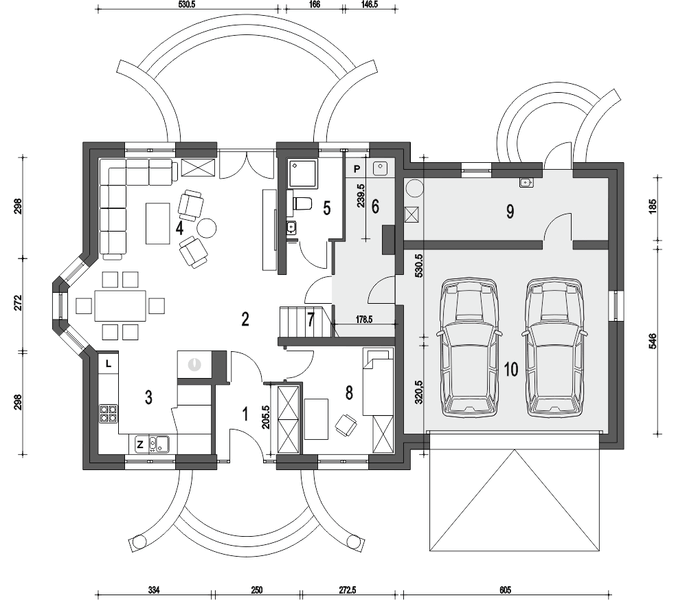 Parter projektu Dom Dla Ciebie 3 z garażem 2-st. [A1]