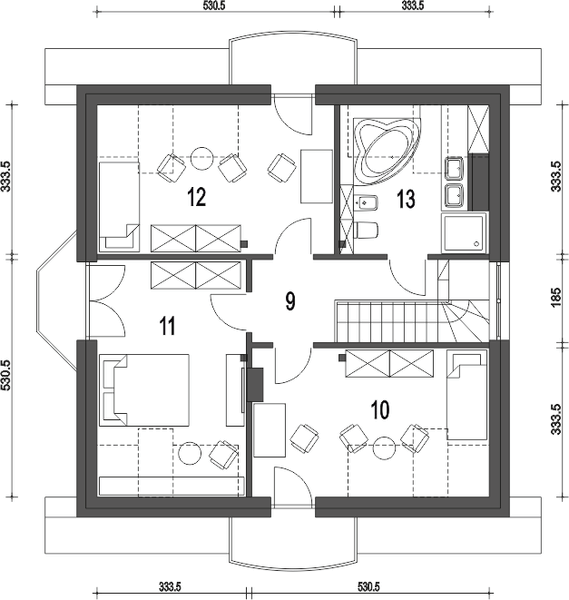 Poddasze projektu Dom Dla Ciebie 3 bez garażu [B]