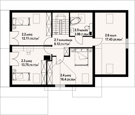 Poddasze projektu Osiek 39 dw