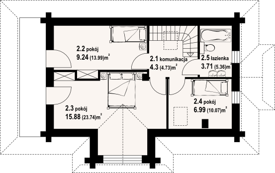 Poddasze projektu Rytowo 3 dwk