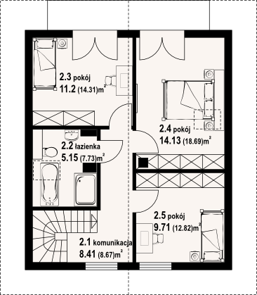 Poddasze projektu Grochowo nowe 3 dws