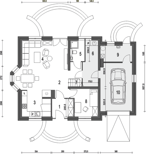 Parter projektu Dom Dla Ciebie 4 z garażem 1-st. [A]