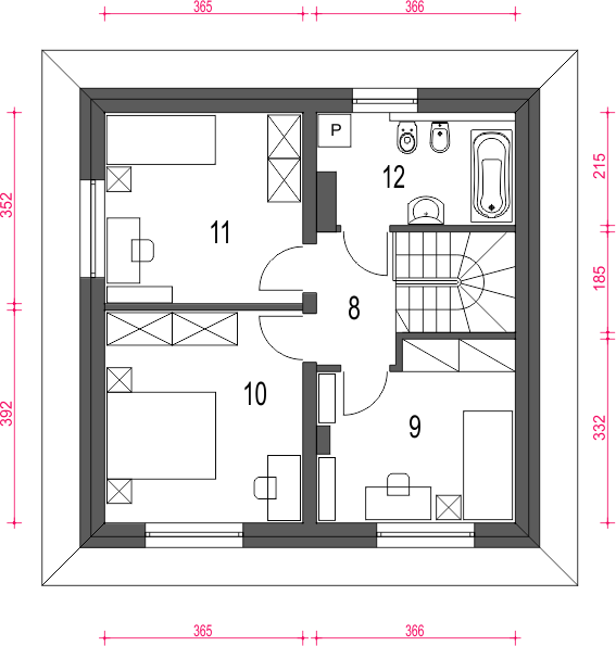 Piętro 1 projektu Egon III bez garażu [B]