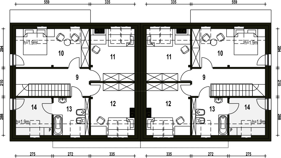 Poddasze projektu Sosnówka bez garażu bliźniak [B-BL1]