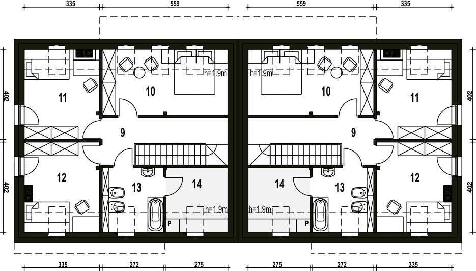Poddasze projektu Sosnówka bez garażu bliźniak [B-BL2]