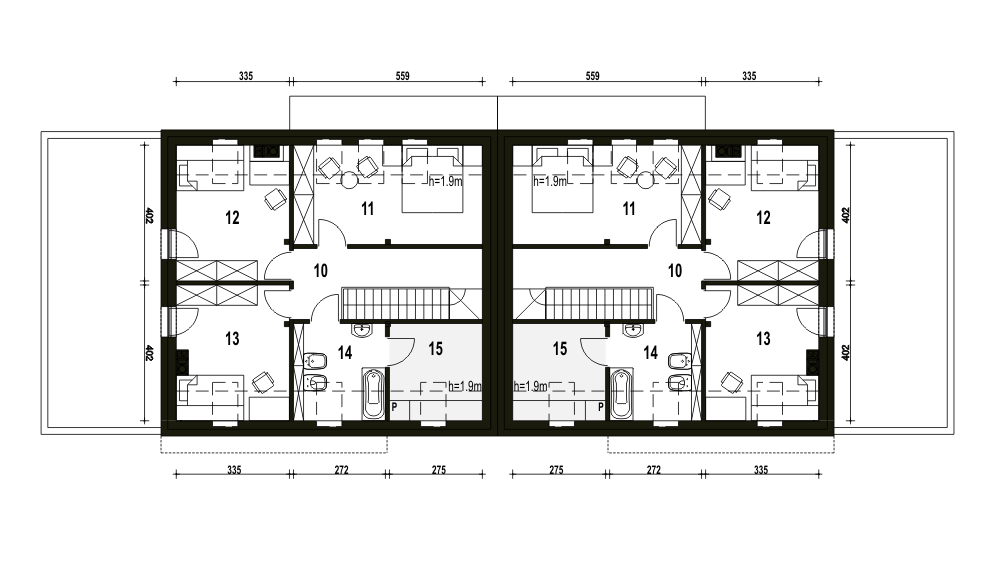 Poddasze projektu Sosnówka z garażem 1-st. bliźniak [A-BL2]
