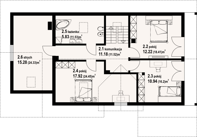 Poddasze projektu Osiek 43 dw