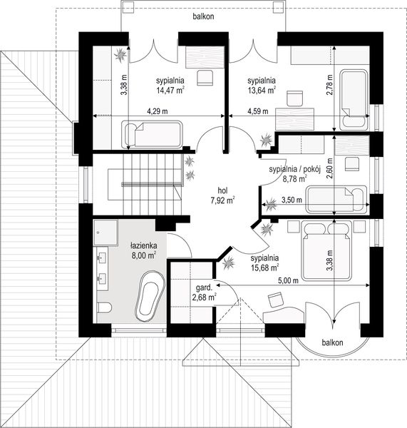 Piętro 1 projektu Willa diamentowa