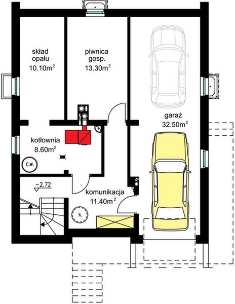 Piwnica projektu BW-32 wariant 1