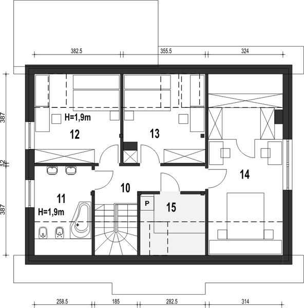 Poddasze projektu Inka IV z garażem 1-st. [A]