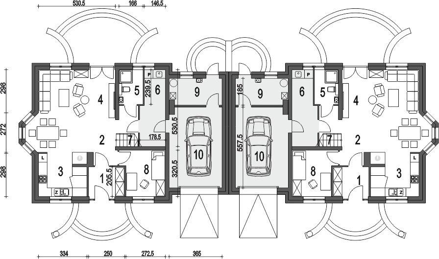 Parter projektu Dom Dla Ciebie 4 z garażem 1-st. bliźniak [A-BL]