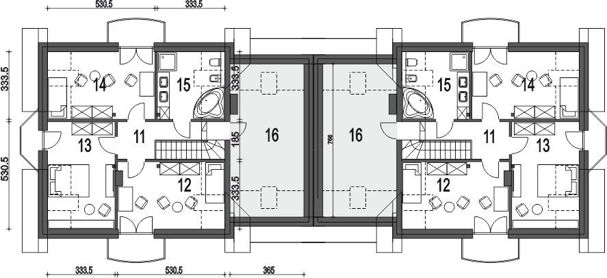 Poddasze projektu Dom Dla Ciebie 4 z garażem 1-st. bliźniak [A-BL]